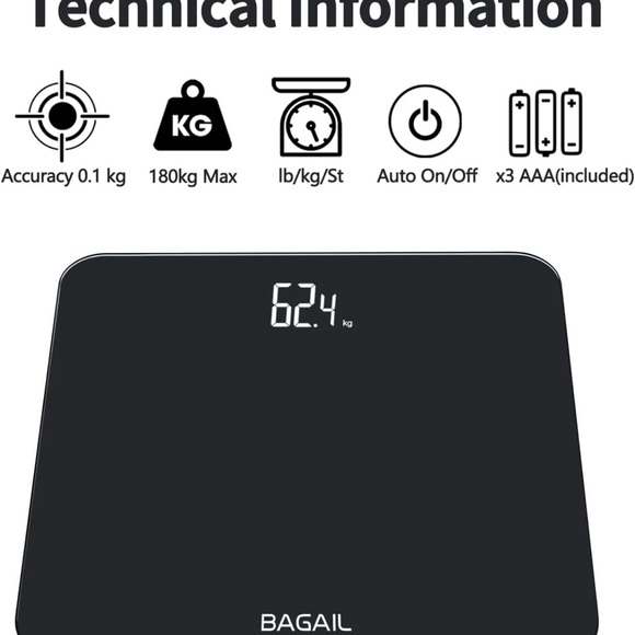 Bagail Digital Smart Scale 400lbs, Battery Powered High Precision Body Weight - Picture 4 of 8
